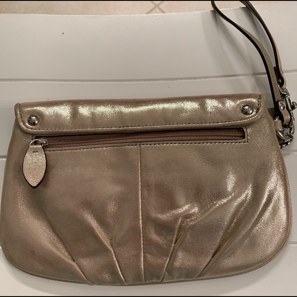 Coach Metallic Gold Leather wristlet, EUC. - Picture 5 of 11